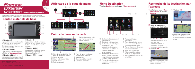 Page n°1 - Guide de démarrage rapide Pioneer AVIC-F9220BT