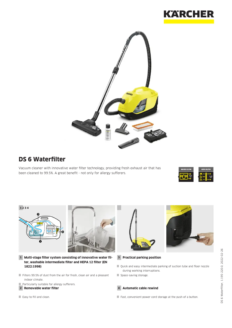 Page 1 de la notice Manuel utilisateur Kärcher DS 6 Waterfilter