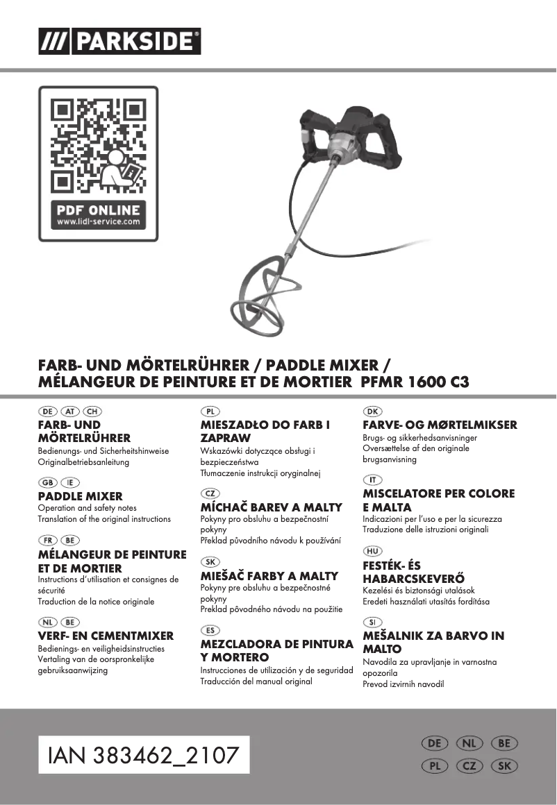 Image de la première page du manuel de l'appareil PFMR 1600 C3