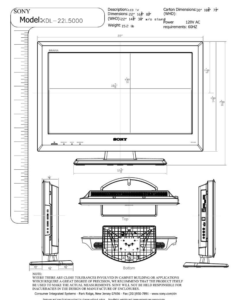 Page n°1 - Guide d'installation Sony Bravia KDL-22L5000