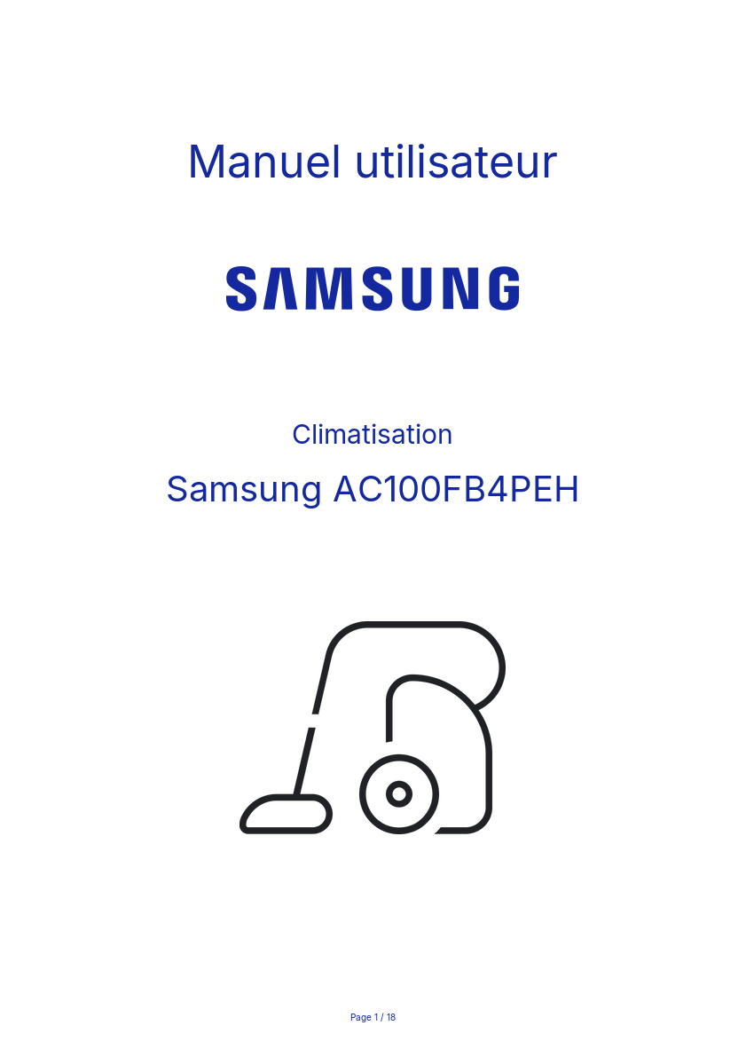 Page n°1 - Manuel utilisateur Samsung AC100FB4PEH
