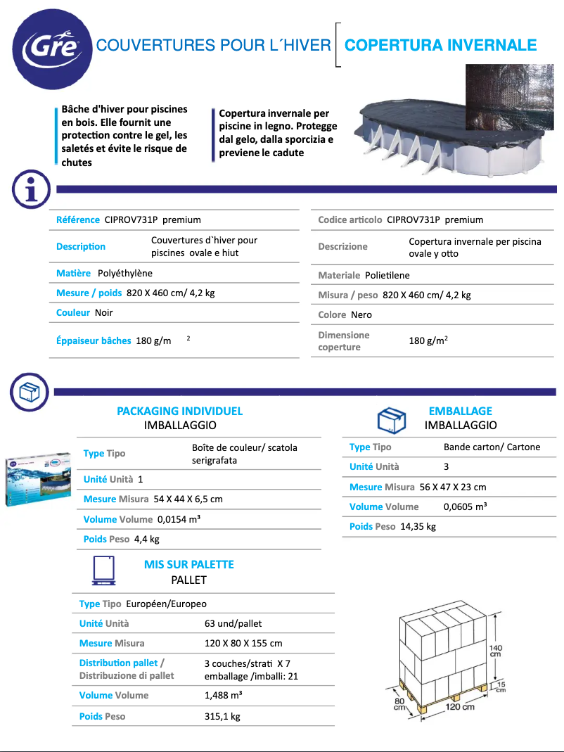 Page 1 de la notice Manuel utilisateur Gre CIPROV731P