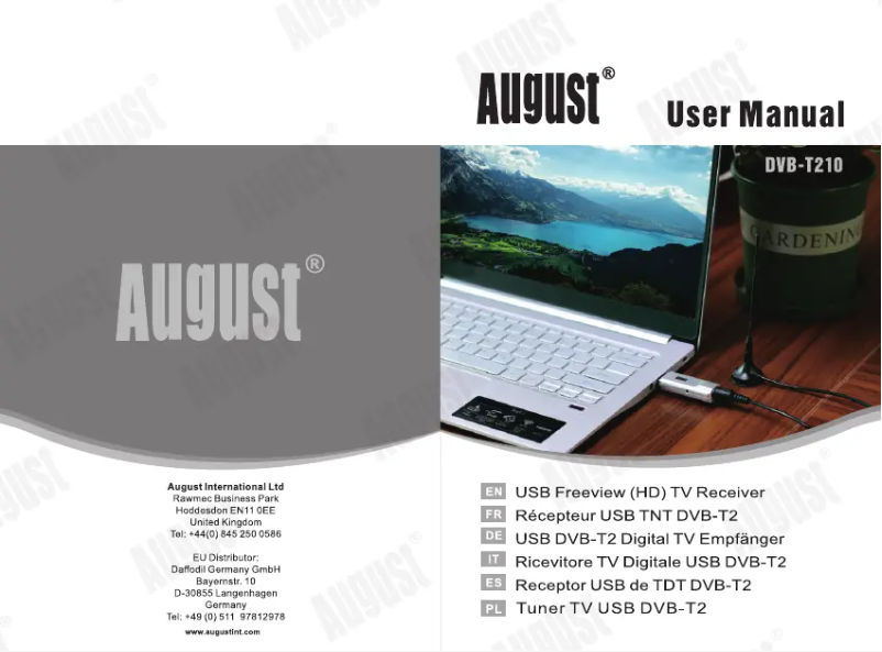 Page 1 of the manual User Manual August DVB-T202