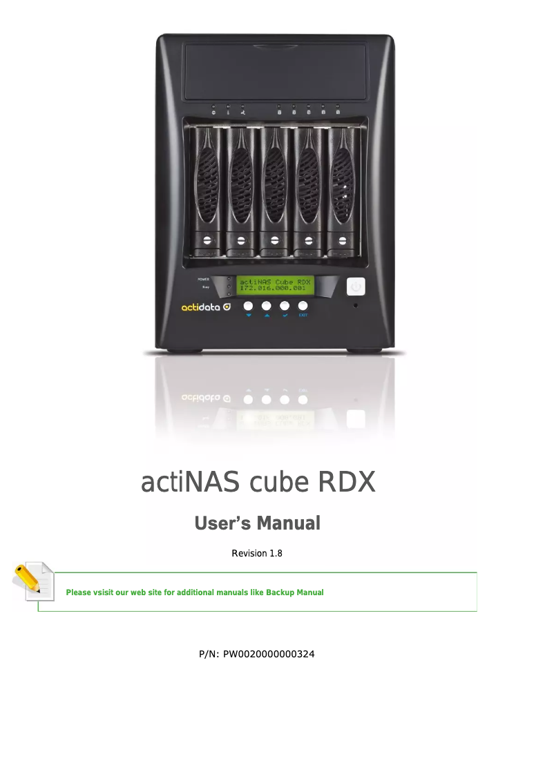 Image de la première page du manuel de l'appareil actiNAS Cube RDX