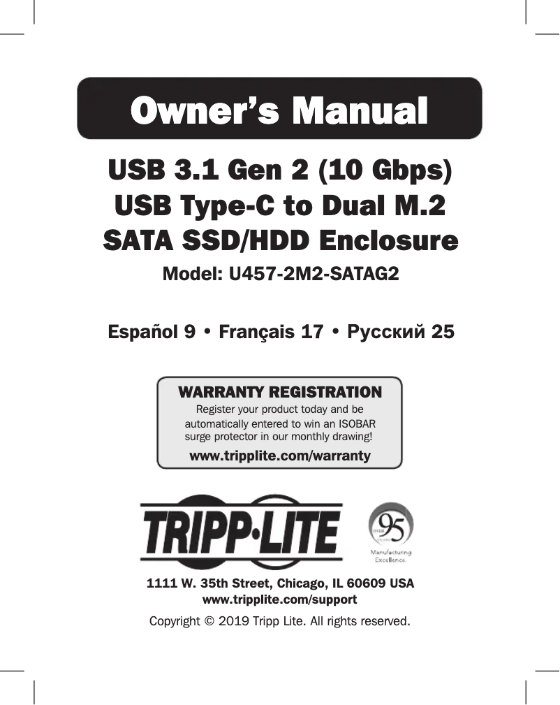 Página 1 del manual Manual de usuario Tripp Lite U457-2M2-SATAG2