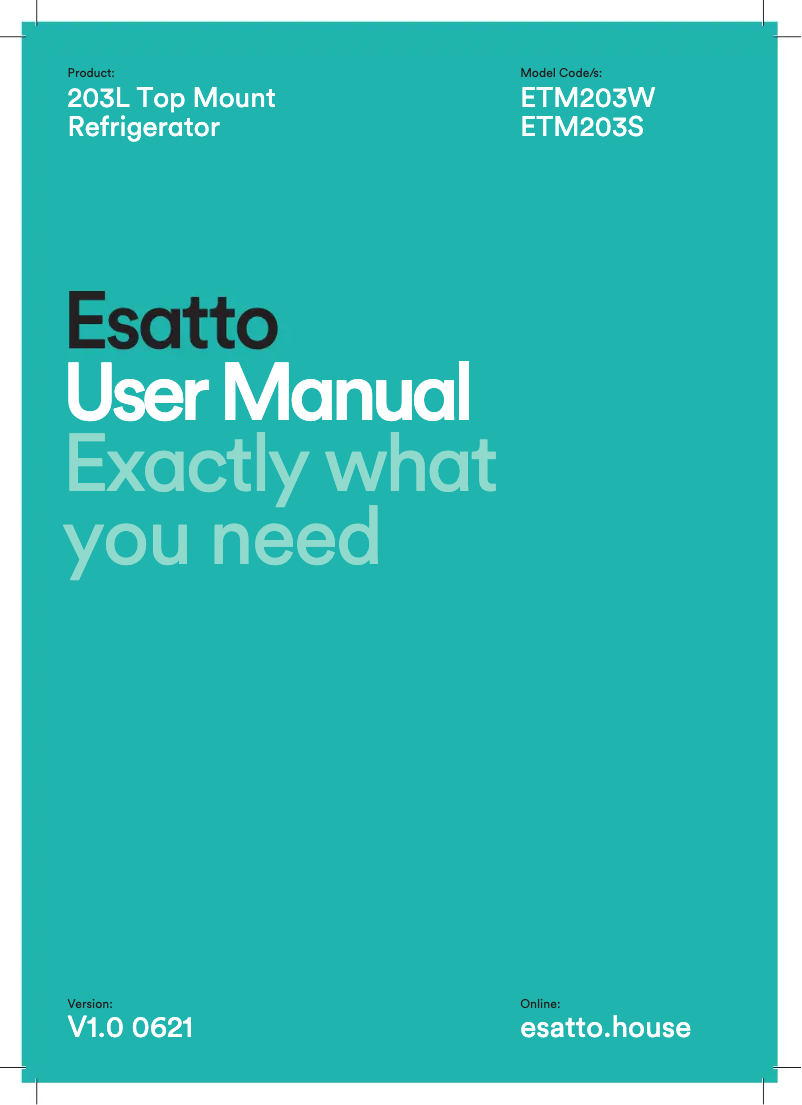 Page n°1 - Manuel utilisateur Esatto ETM203W