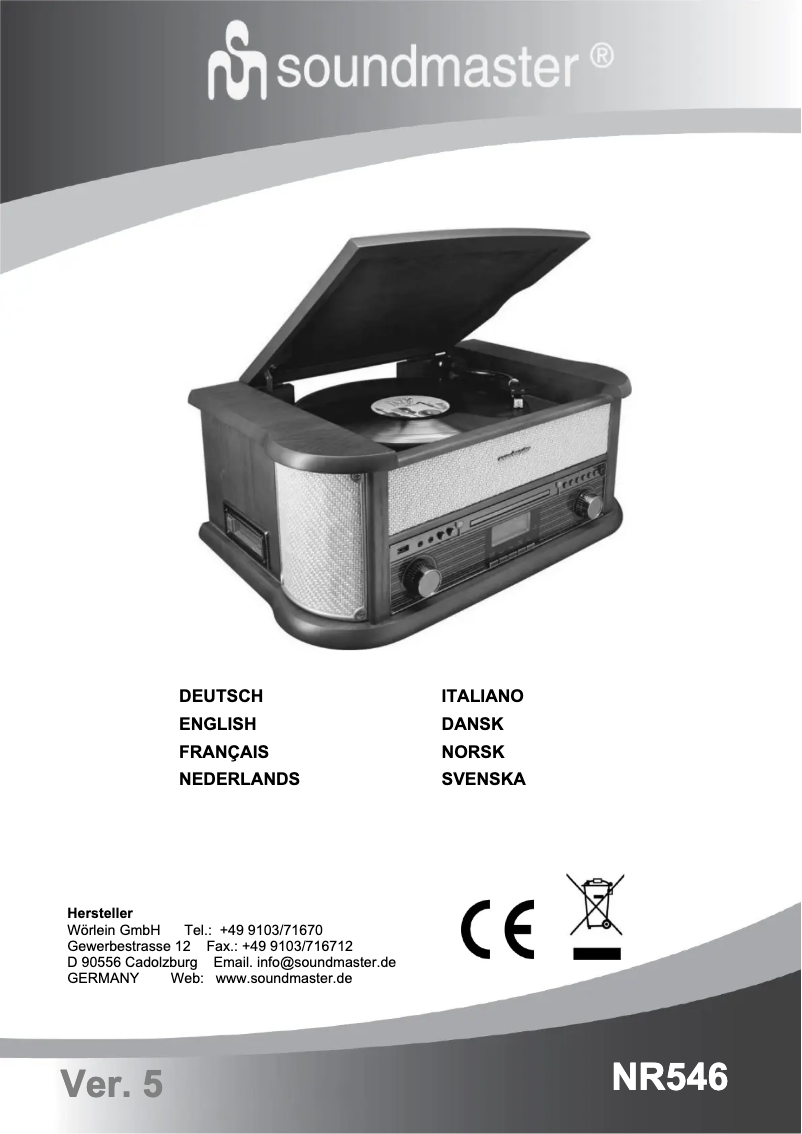 Page 1 de la notice Manuel utilisateur Soundmaster NR546