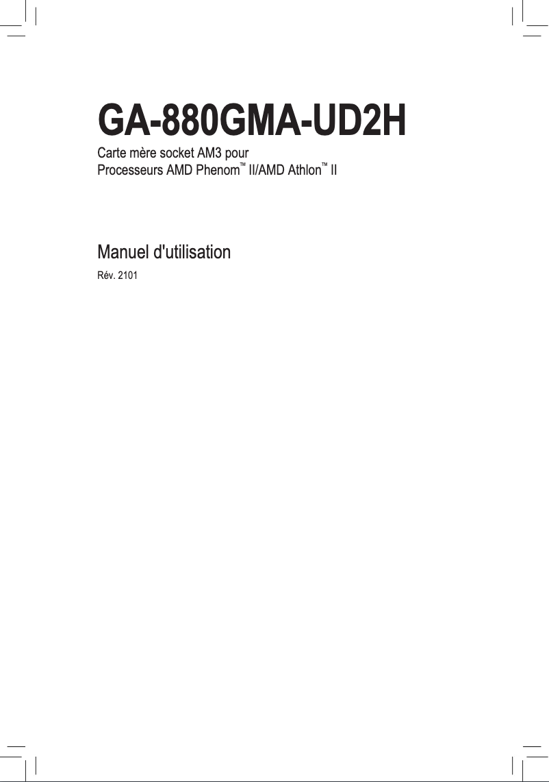 Page 1 de la notice Manuel utilisateur Gigabyte GA-880GMA-UD2H