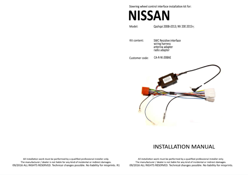 Image de la première page du manuel de l'appareil CA-R-NI.008AE