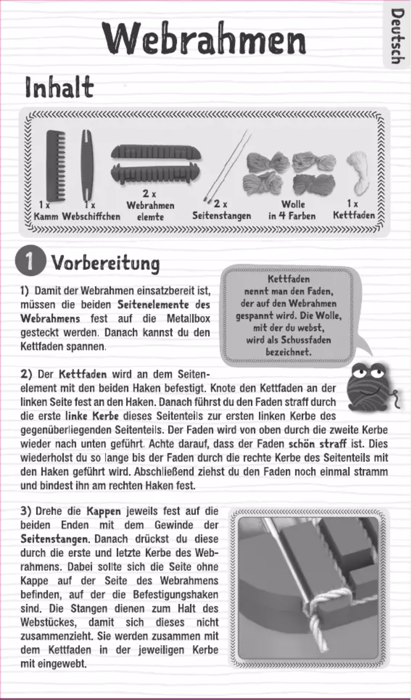 Page n°1 - Manuel utilisateur Schmidt Webrahmen Set