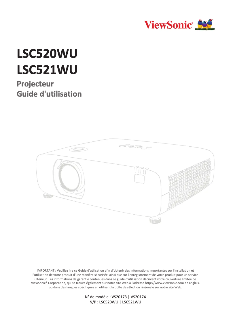 Page n°1 - Manuel utilisateur Viewsonic LSC521WU