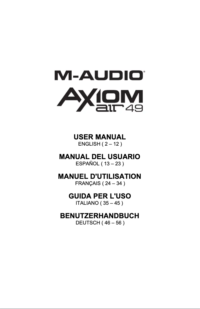 Page n°1 - Manuel utilisateur M-Audio Axiom AIR 49