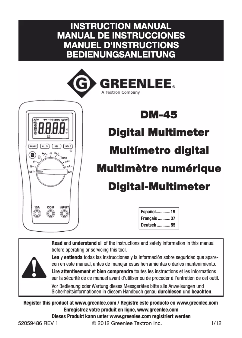 Image de la première page du manuel de l'appareil DM-45