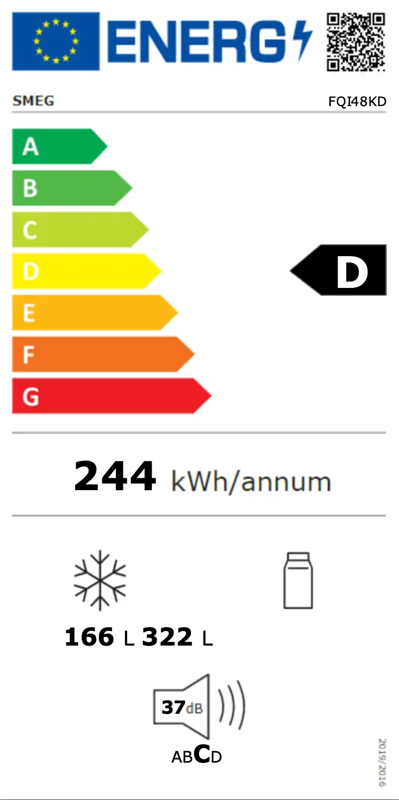 Page 1 de la notice Label énergétique Smeg FQI48KD