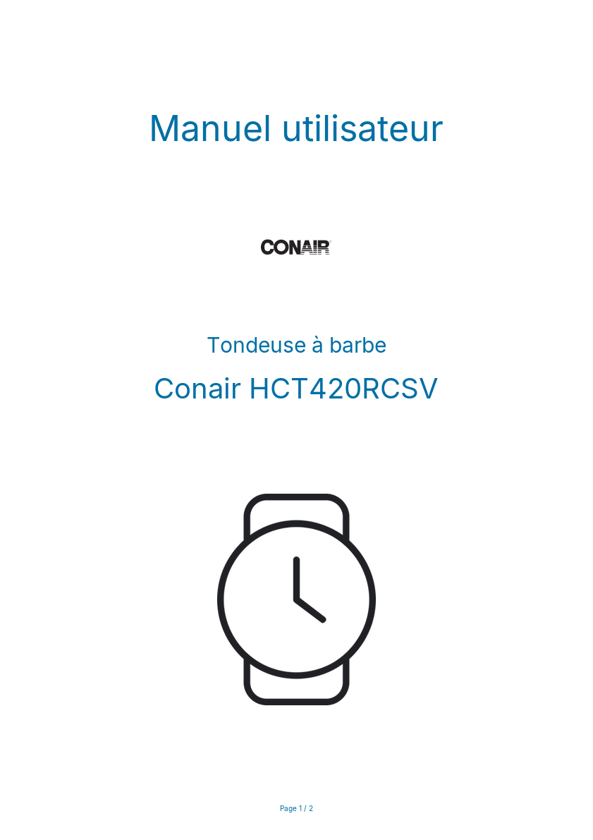 Page n°1 - Manuel utilisateur Conair HCT420RCSV