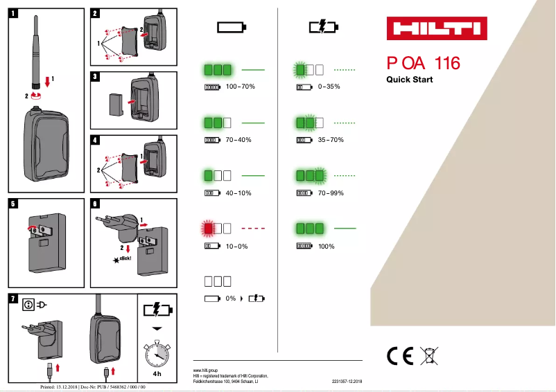 Page 1 de la notice Manuel utilisateur Hilti POA 116