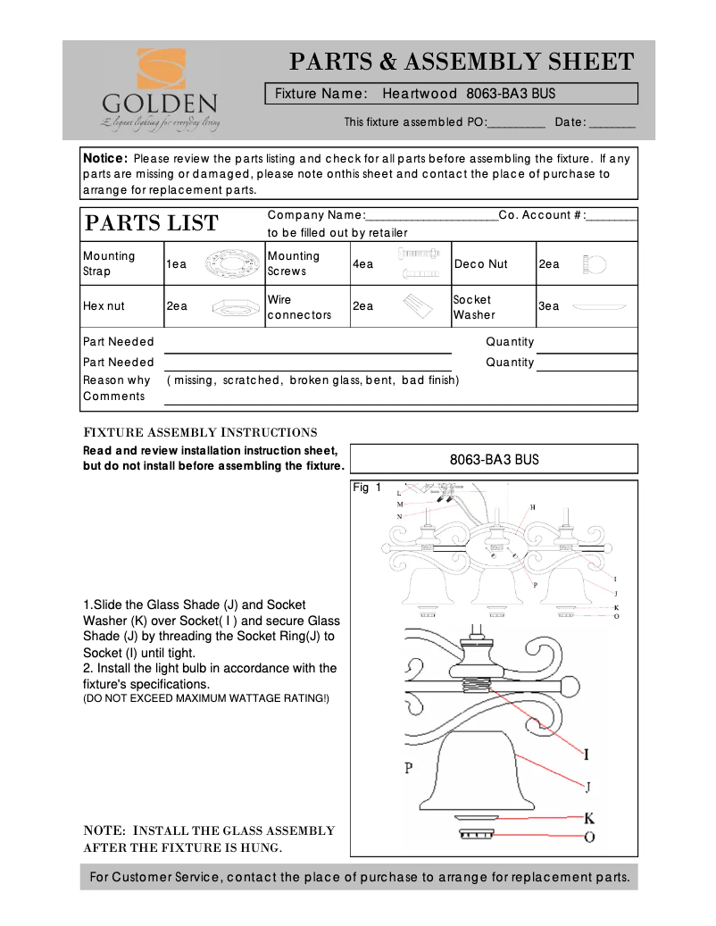 Page n°1 - Manuel utilisateur Golden Lighting Heartwood 8063-BA3 BUS