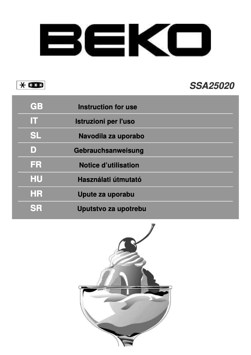 Page 1 de la notice Manuel utilisateur Beko SSA25020