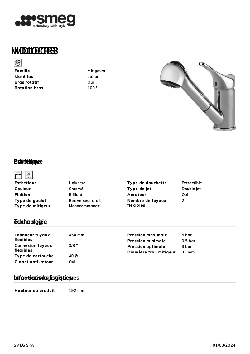 Page n°1 - Manuel utilisateur Smeg MD10CR3