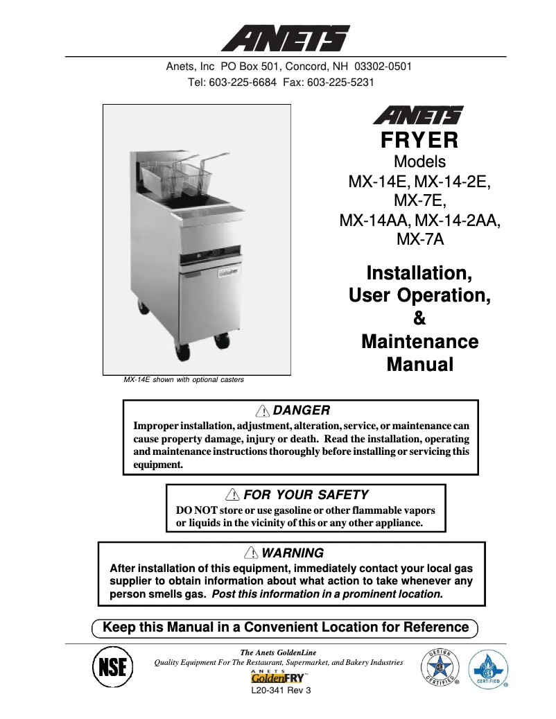 Page n°1 - Manuel utilisateur Anets MX-14XD