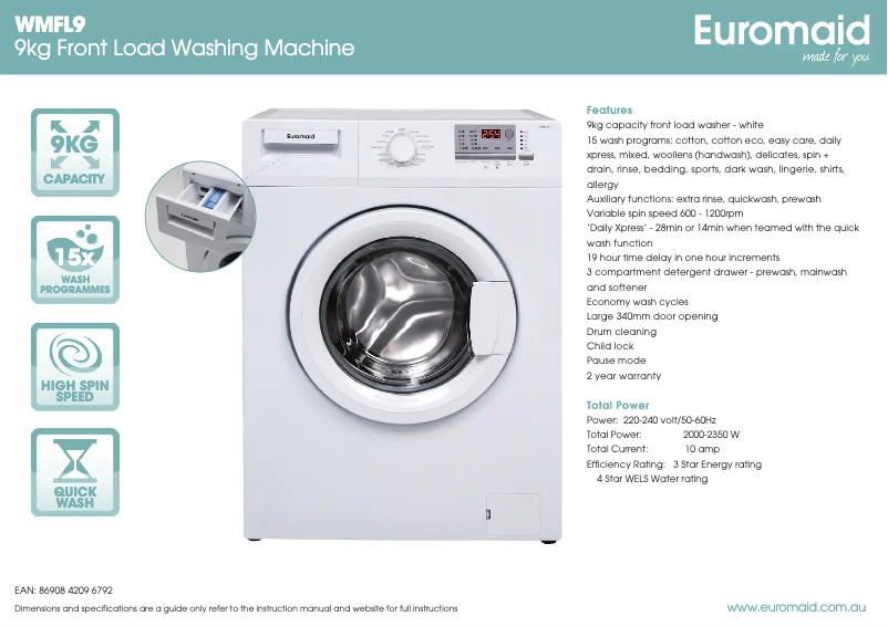 Image de la première page du manuel de l'appareil WMFL9