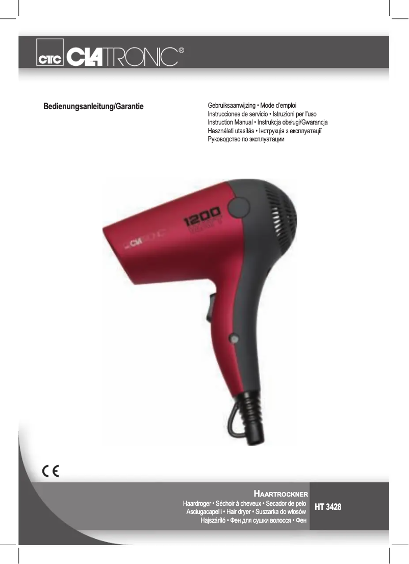 Page 1 de la notice Manuel utilisateur Clatronic HT 3428