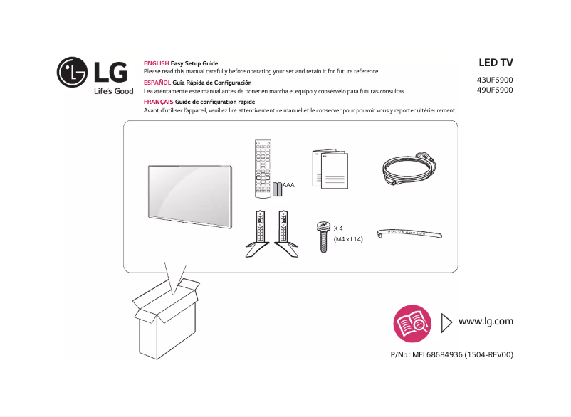 Page 1 de la notice Manuel utilisateur LG 49UF6900