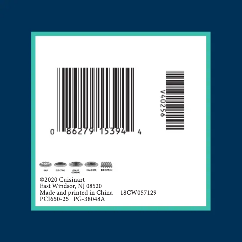 Page 1 de la notice Manuel utilisateur Cuisinart PCI650-25