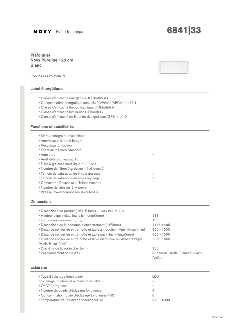 Image de la première page du manuel de l'appareil Pure'line 6841