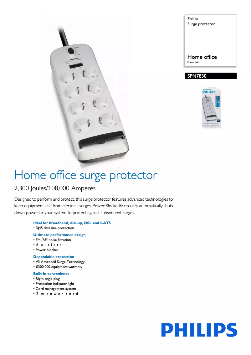 Imagen de la primera página del manual del dispositivo SPN7830