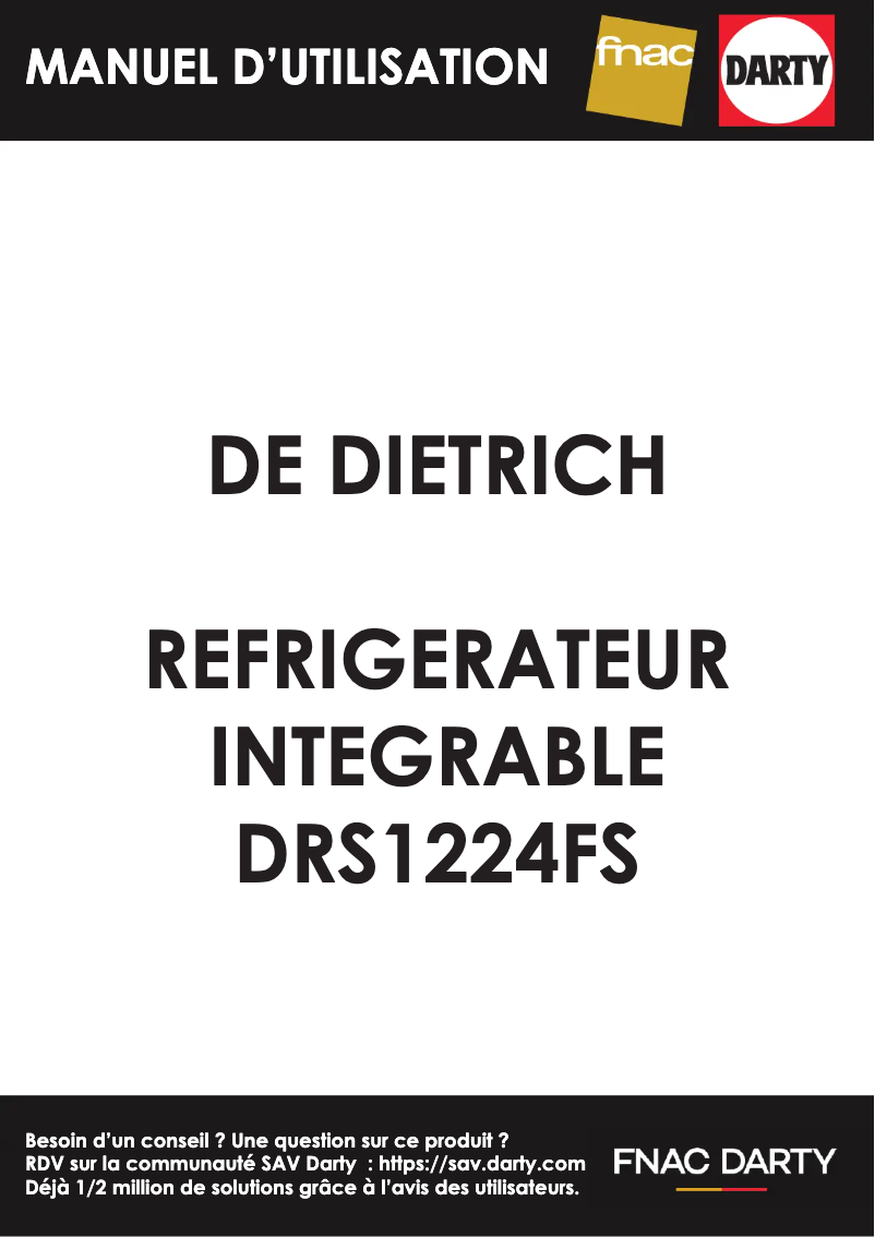 Page 1 de la notice Manuel utilisateur De Dietrich DRS1224FS