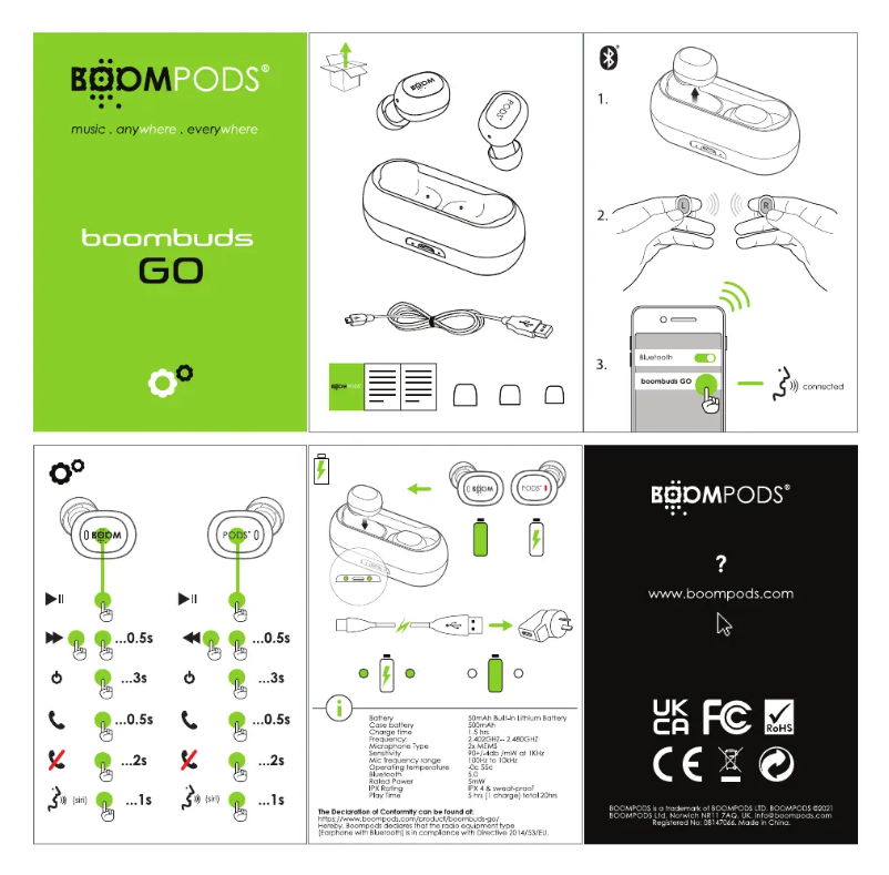 Image de la première page du manuel de l'appareil Boombuds