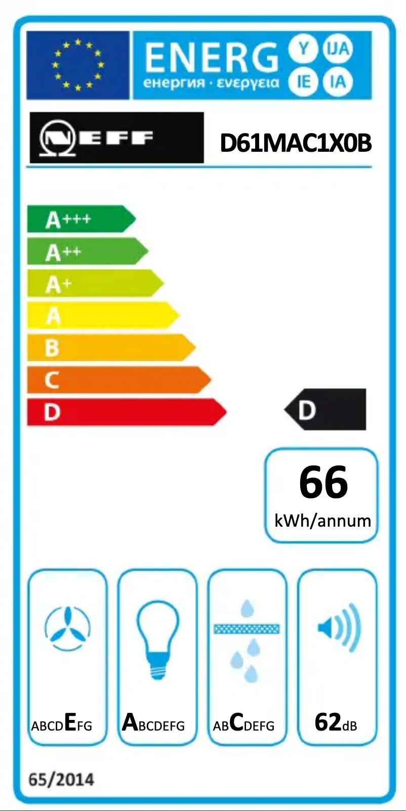 Page n°1 - Label énergétique Neff D61MAC1X0B