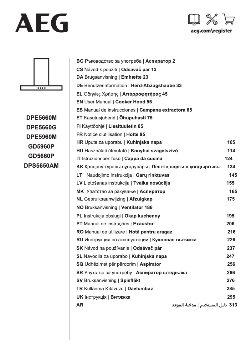 Page 1 de la notice Manuel utilisateur AEG DPE5660M