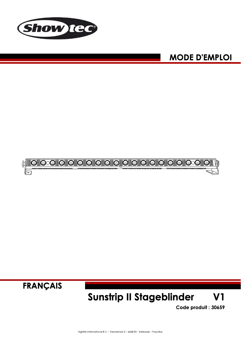 Page 1 de la notice Manuel utilisateur Showtec Sunstrip II