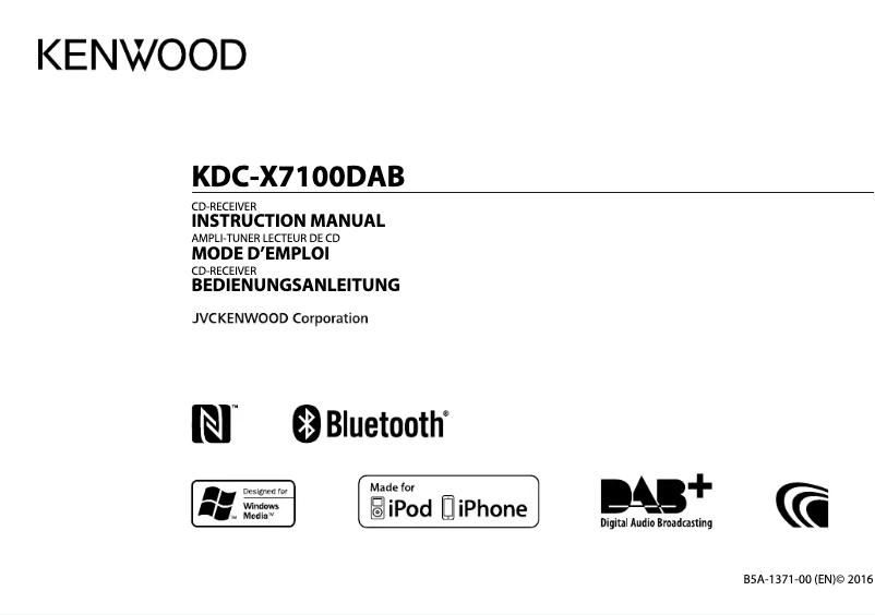 Image de la première page du manuel de l'appareil KDC-X7100DAB