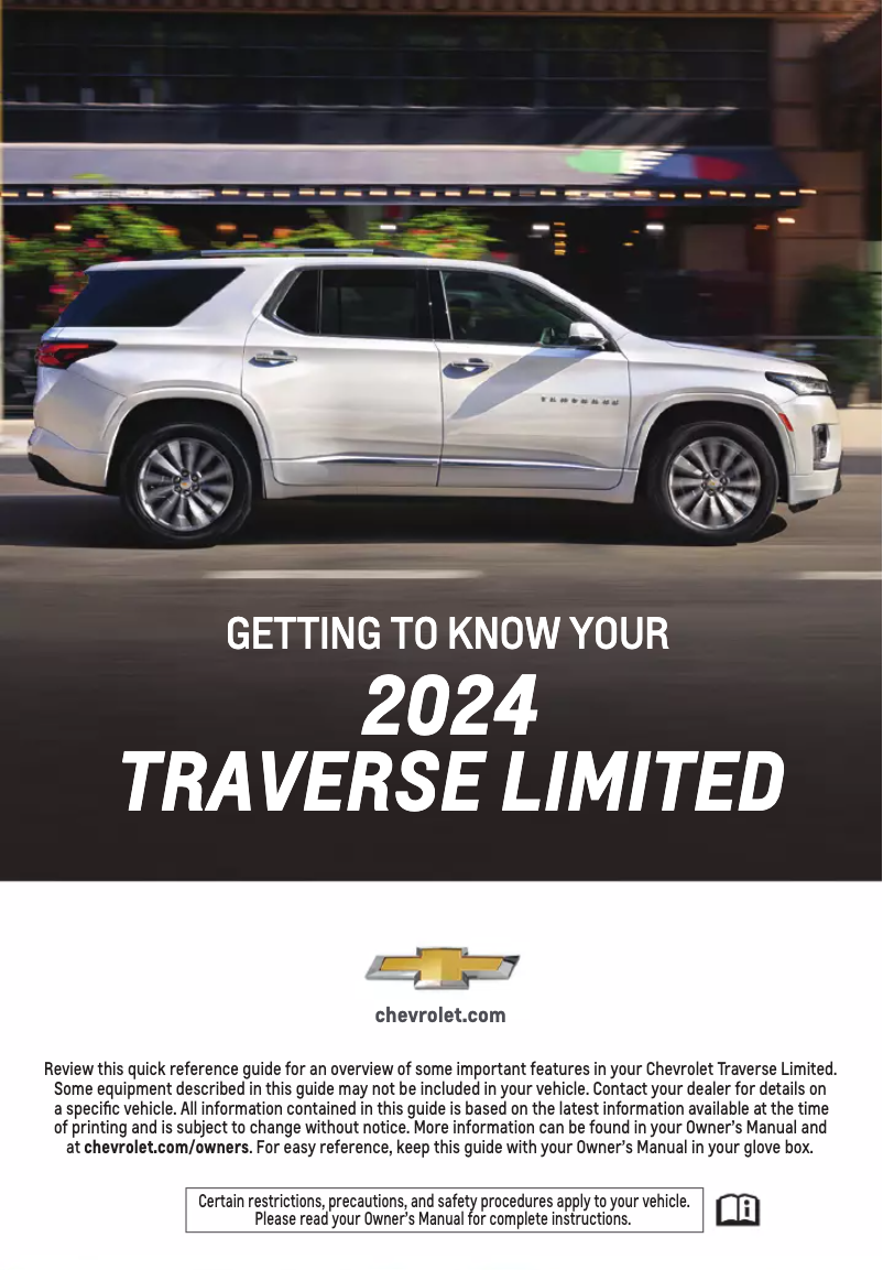 Page 1 de la notice Guide de démarrage rapide Chevrolet Traverse (2024)