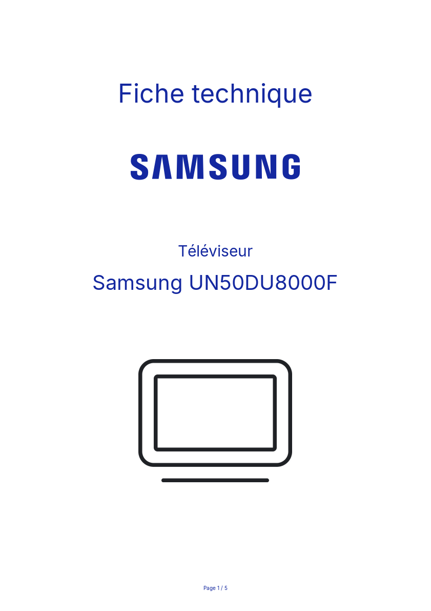 Image de la première page du manuel de l'appareil UN50DU8000F