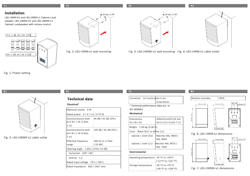 Page 1 de la notice Manuel utilisateur Bosch LB1-UW06V