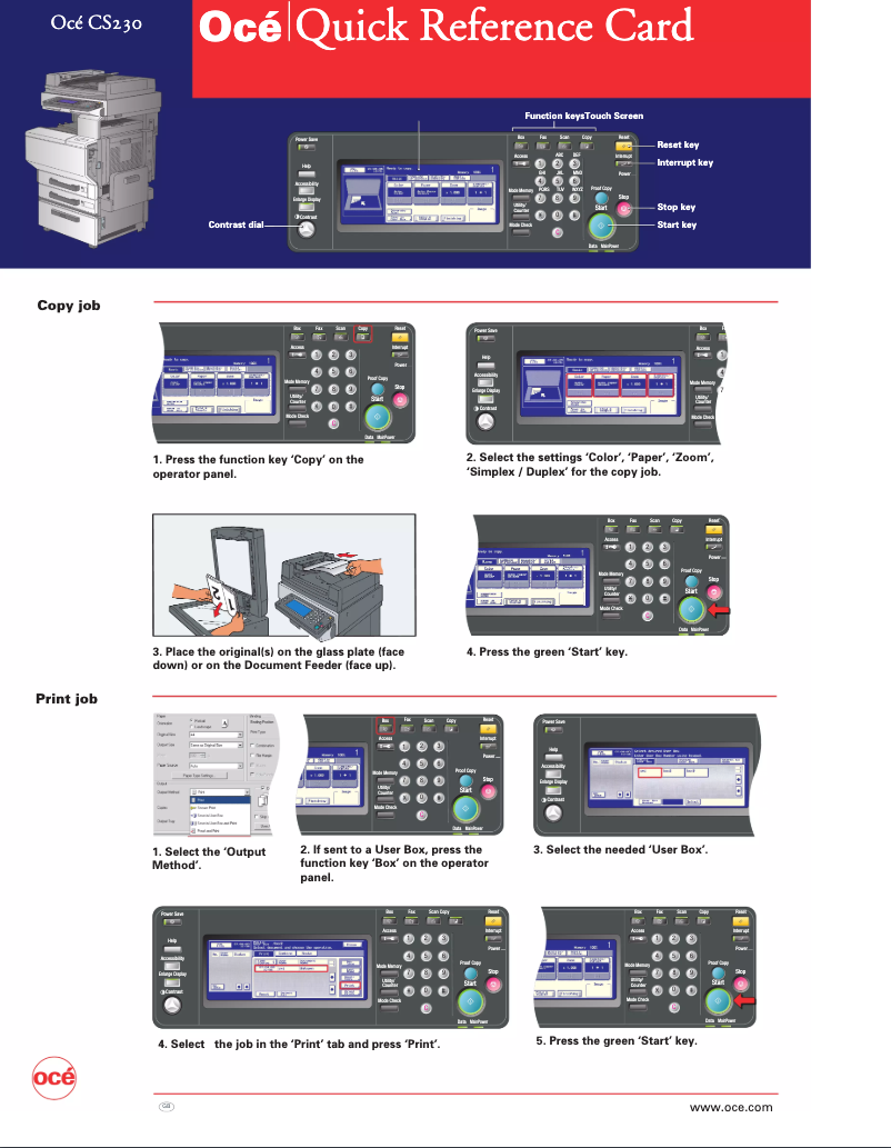 Page n°1 - Manuel utilisateur Océ CS230