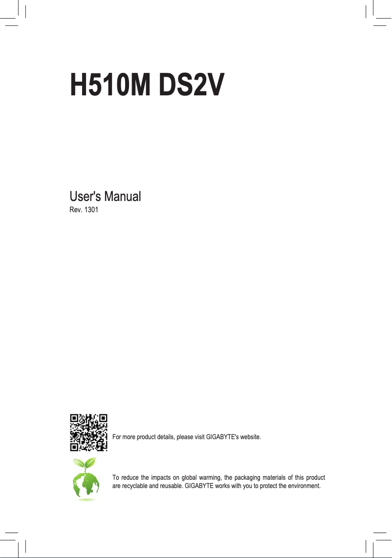 Page n°1 - Manuel utilisateur Gigabyte H510M DS2V