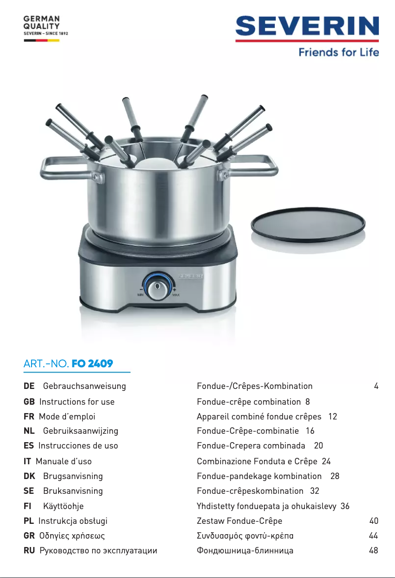 Page 1 de la notice Manuel utilisateur Severin FO 2409