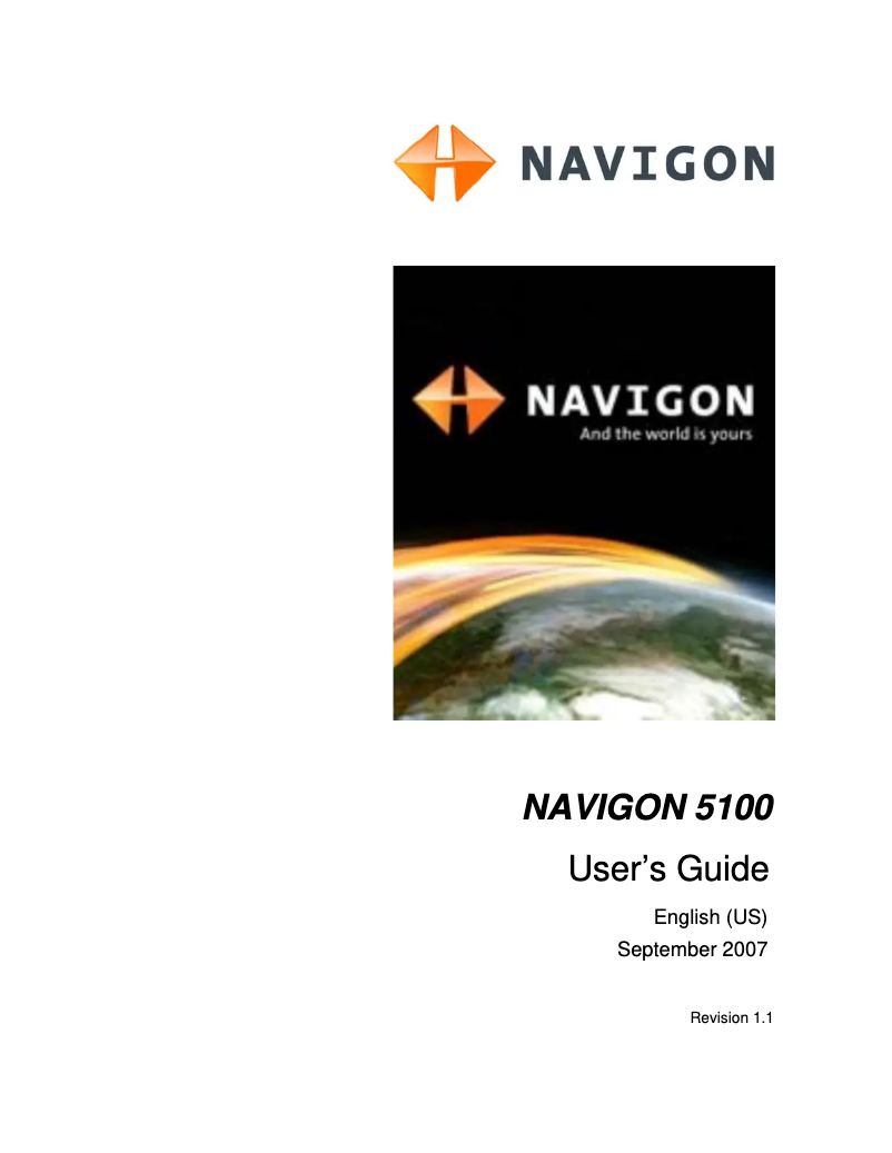 Page n°1 - Manuel utilisateur Navigon 5100