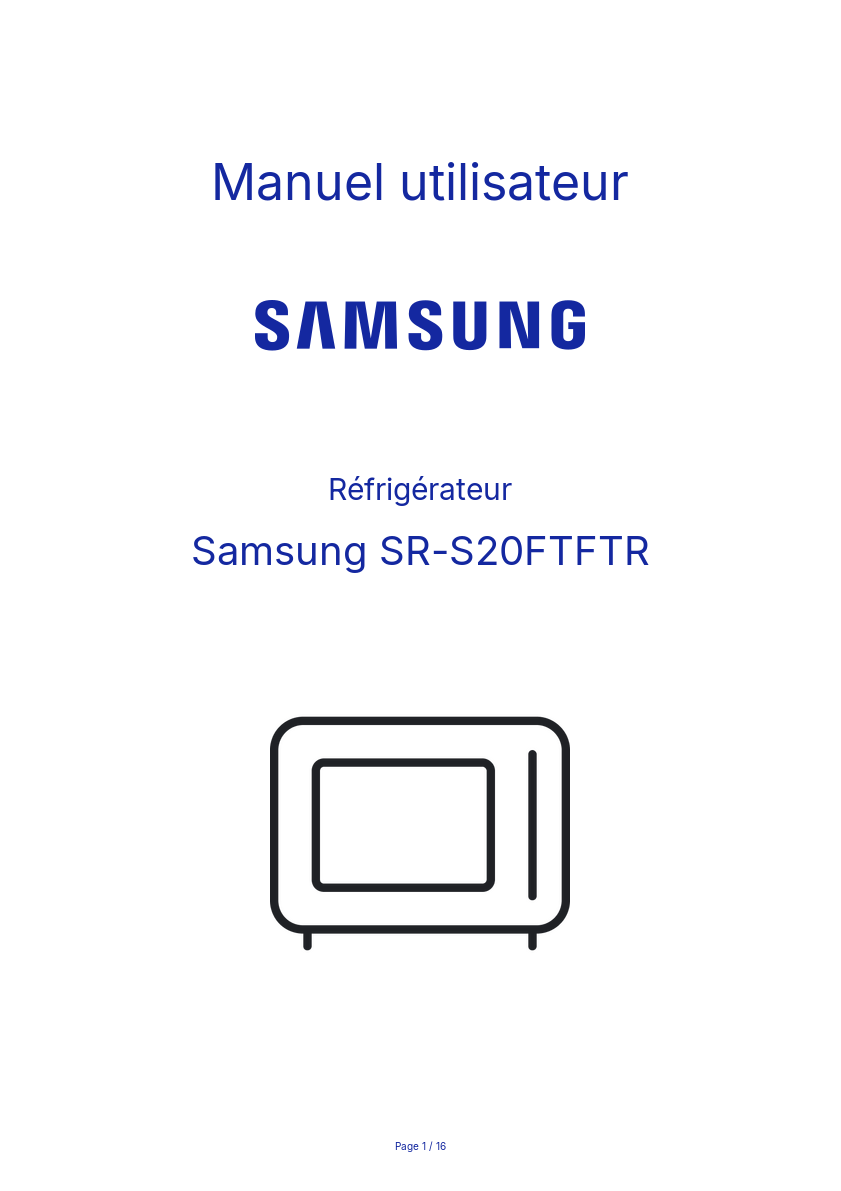 Page n°1 - Manuel utilisateur Samsung SR-S20FTFTR