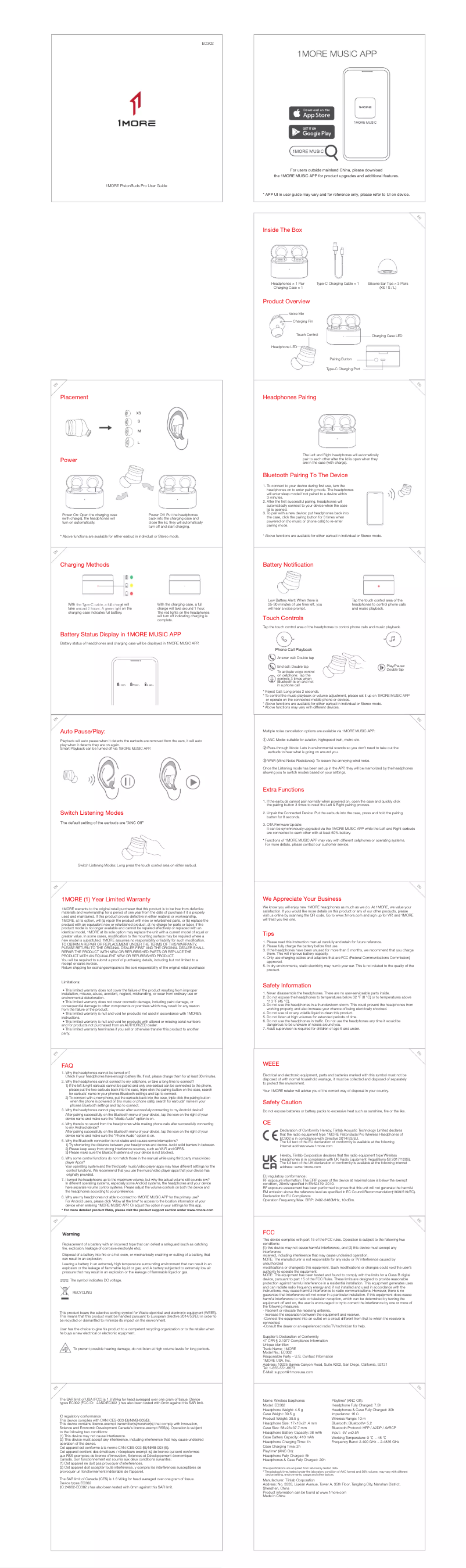 Page n°1 - Manuel utilisateur 1More PistonBuds