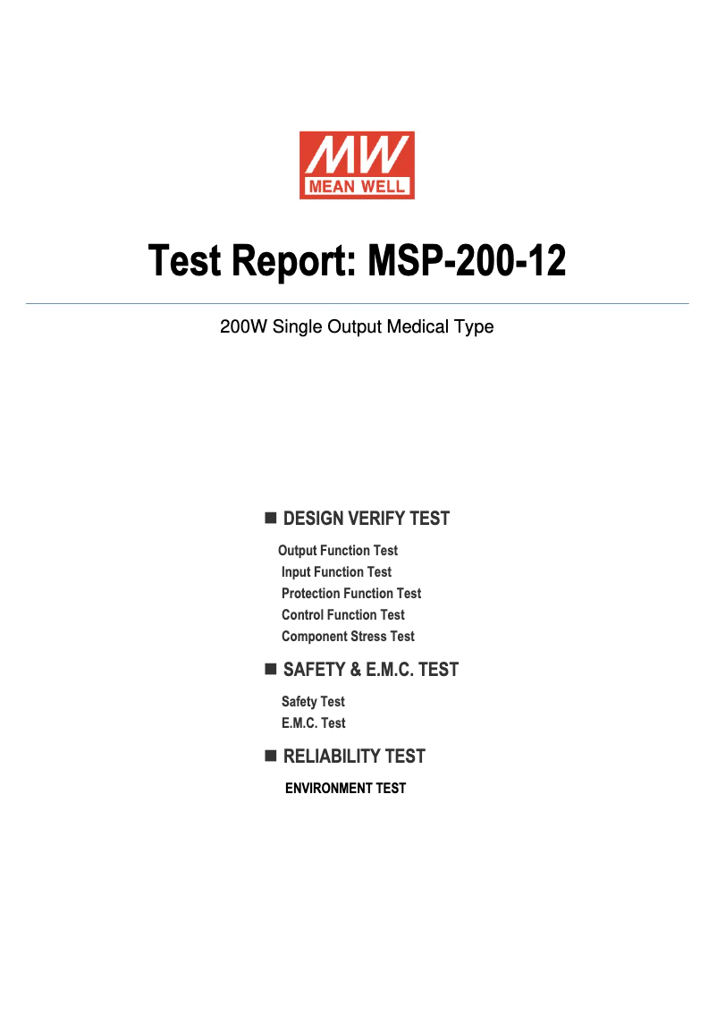 Page 1 de la notice Fiche technique Mean Well MSP-200-12