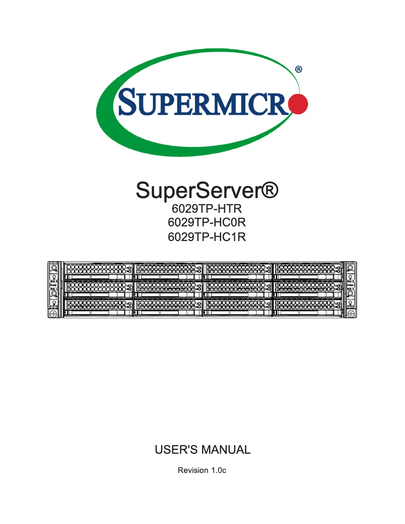 Image de la première page du manuel de l'appareil SuperServer 6029TP-HC0R