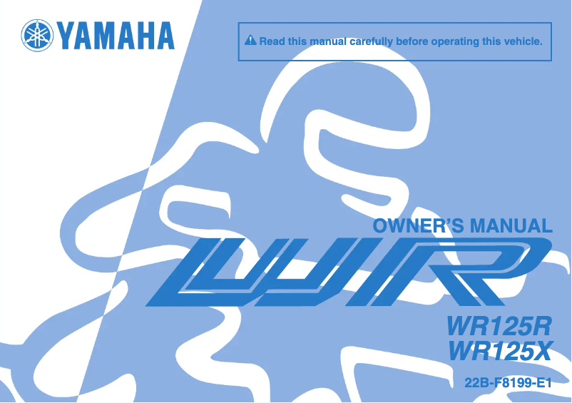 Image de la première page du manuel de l'appareil WR125R (2009)