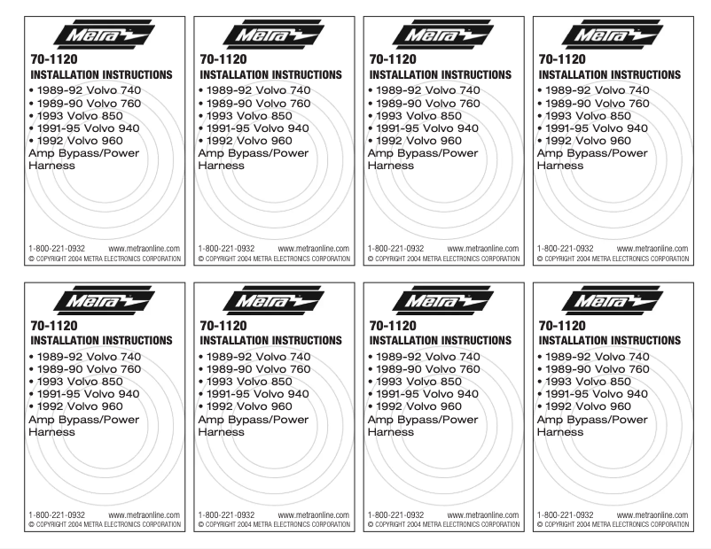 Página 1 del manual Guía de instalación Metra 70-1120