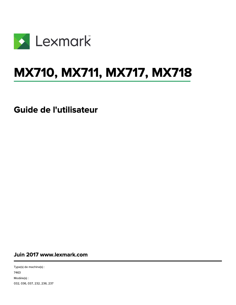 Image de la première page du manuel de l'appareil MX711